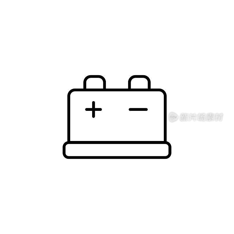 电池平面图标。单一高质量的符号线电矢量为网页设计或移动应用程序。能源的颜色标志为设计标志。单个象形文字白色背景eps 10